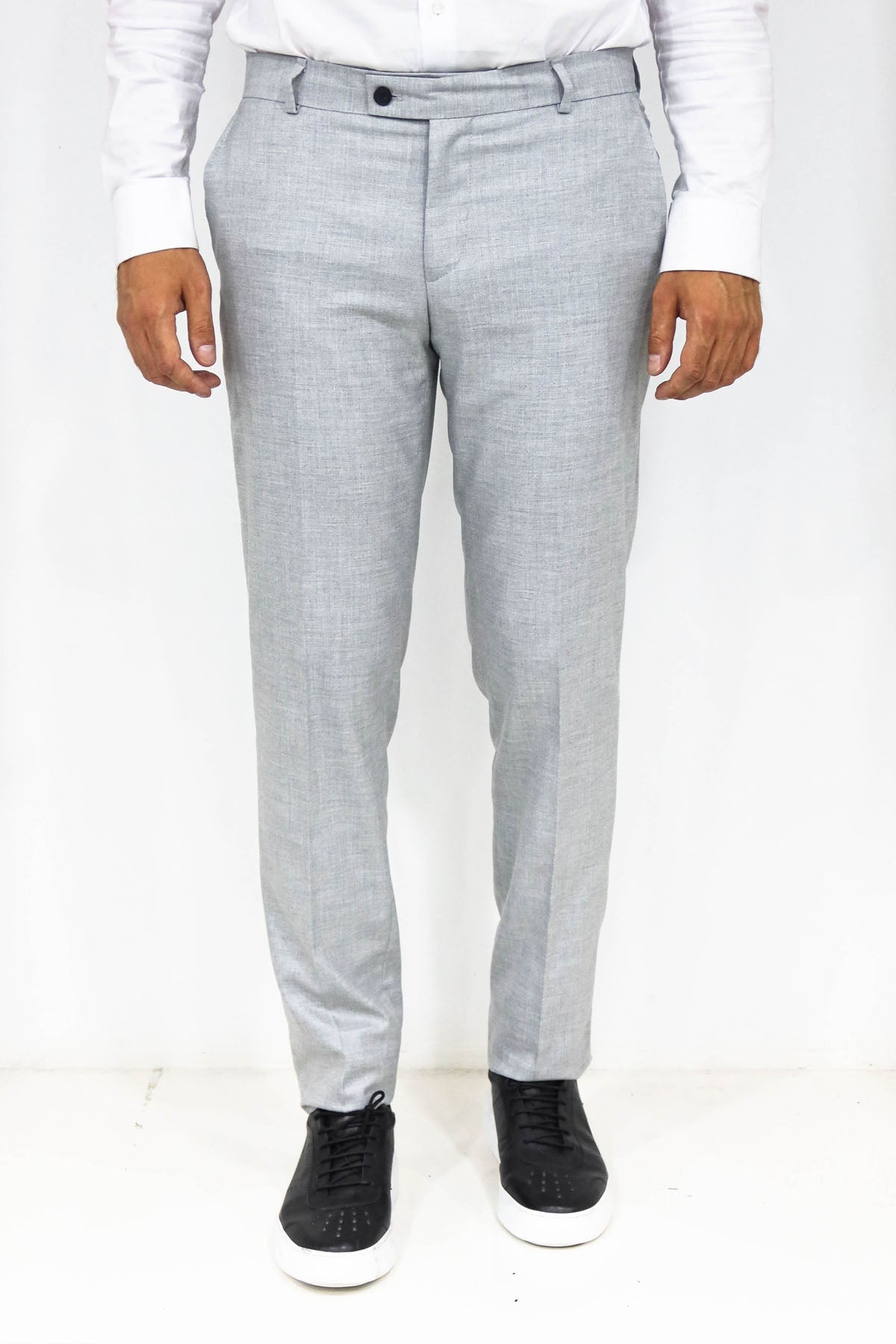 KOALA SYDNEY Slim Fit Textured Grey Men Trousers