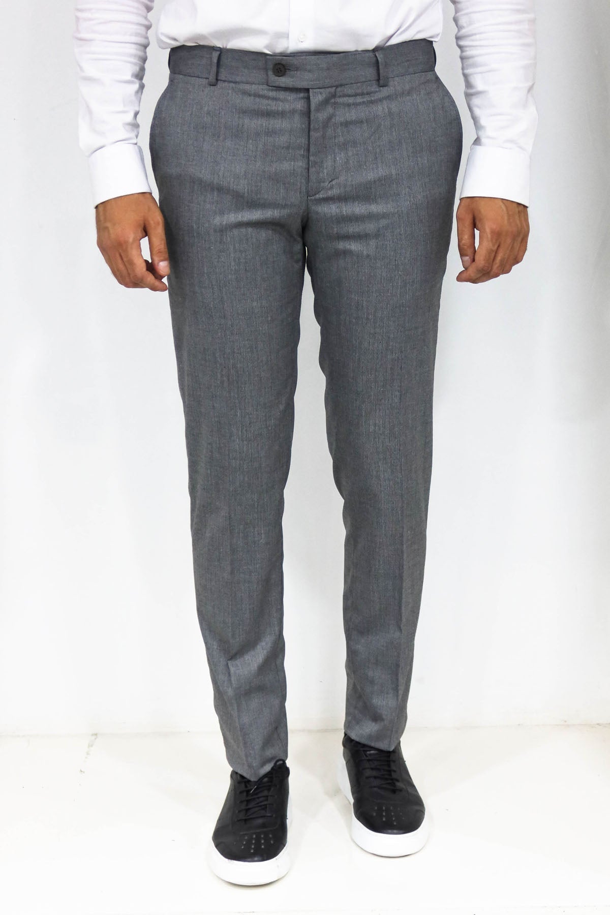 KOALA SYDNEY Slim Fit Textured Dark Grey Men Trousers