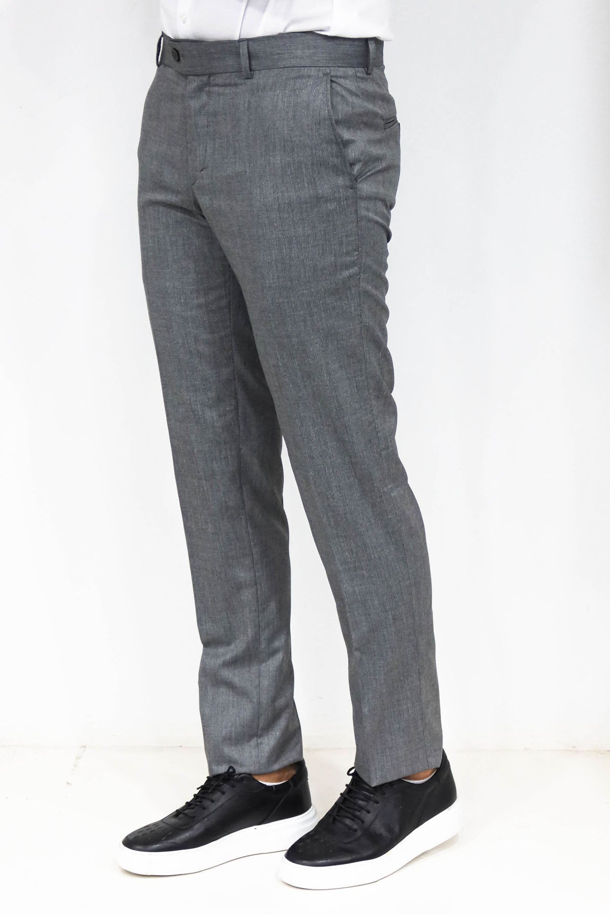 KOALA SYDNEY Slim Fit Textured Dark Grey Men Trousers