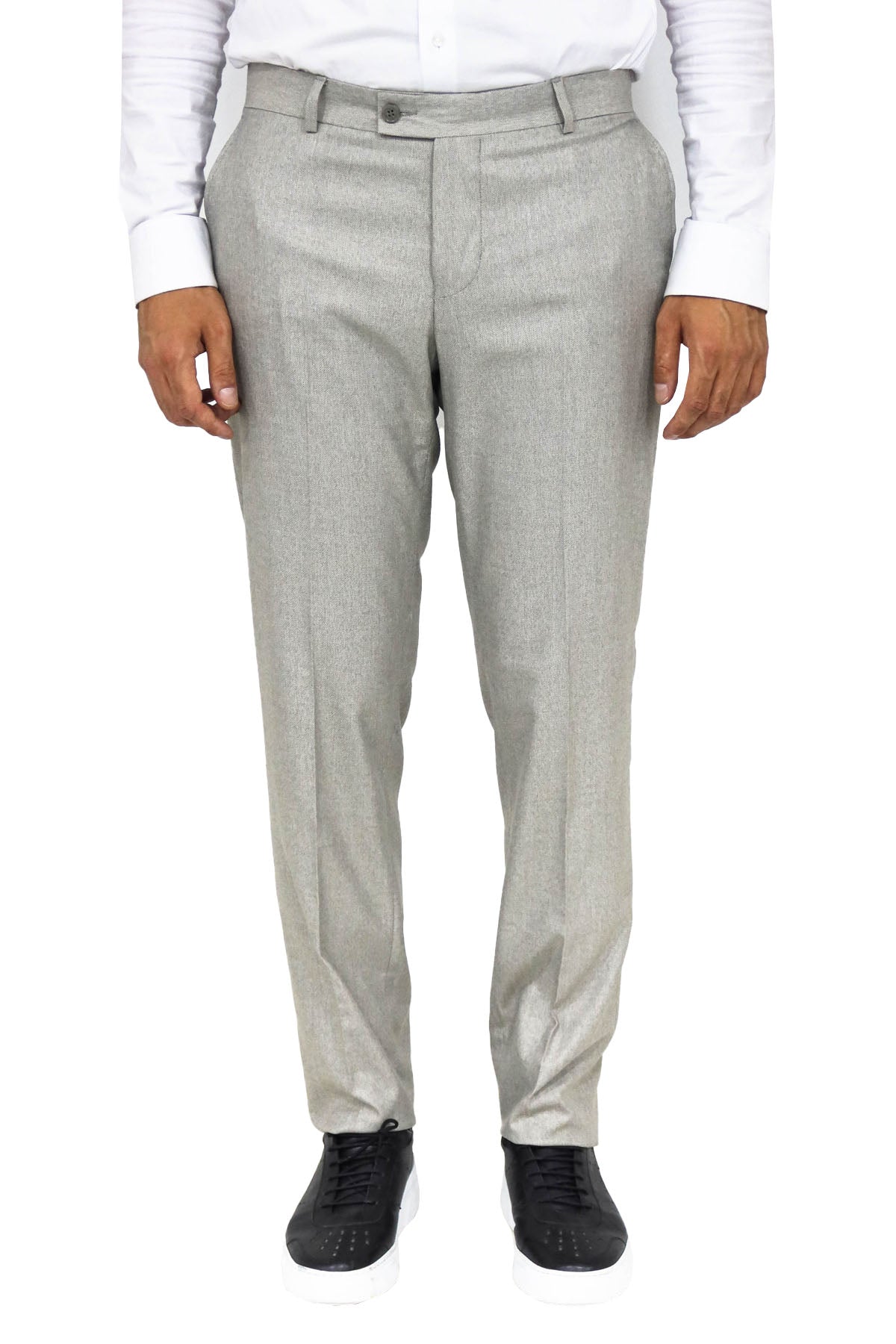 KOALA SYDNEY Slim Fit Textured Cream Men Trousers