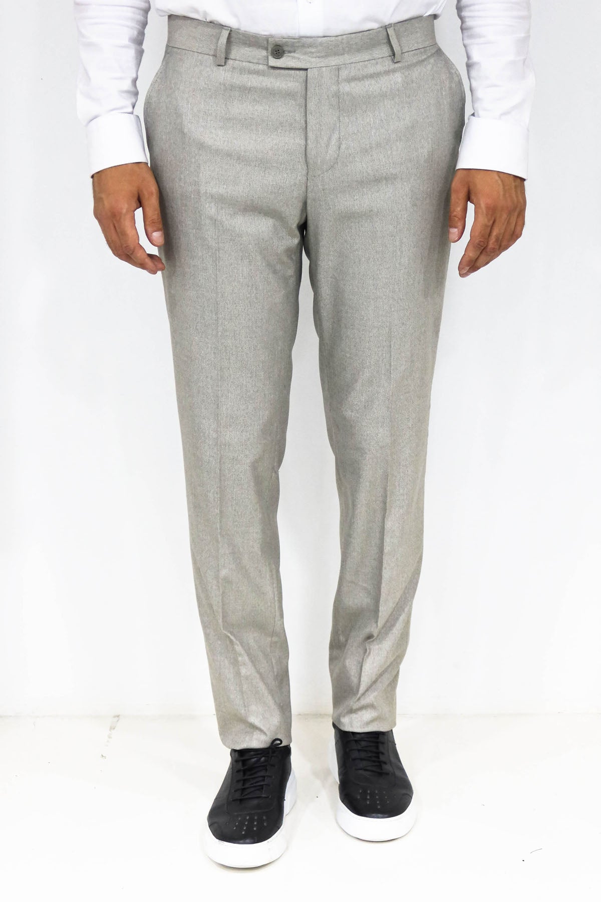KOALA SYDNEY Slim Fit Textured Cream Men Trousers