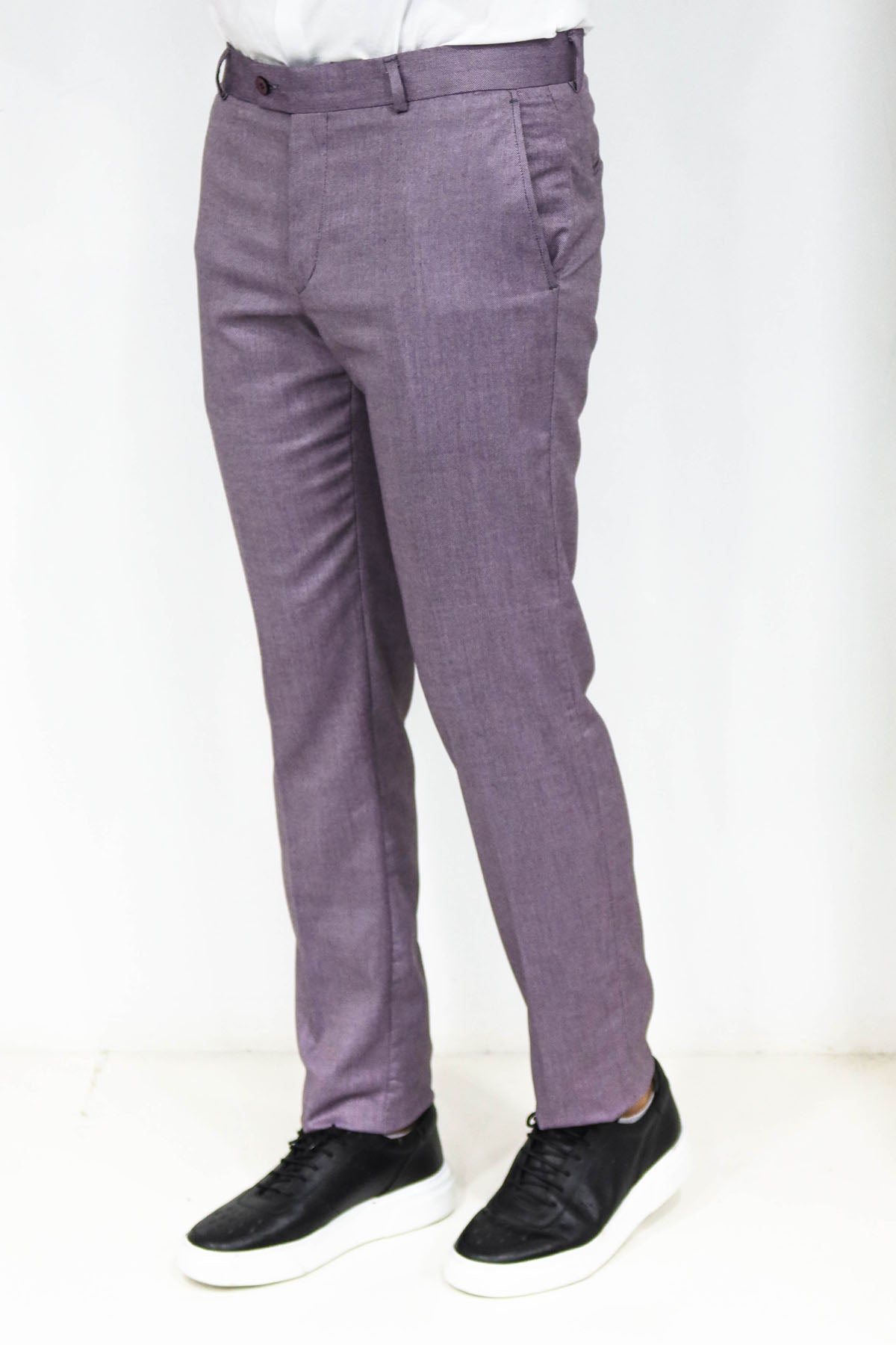 KOALA SYDNEY Slim Fit Textured Purple Men Trousers