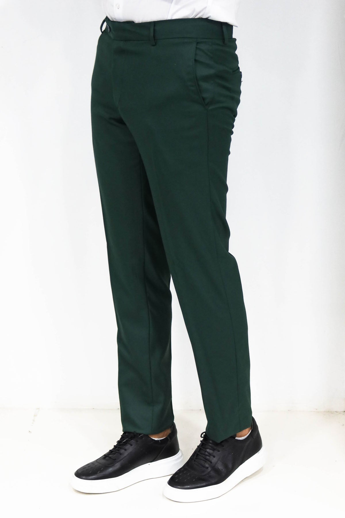 KOALA SYDNEY Slim Fit Textured Dark Green Men Trousers