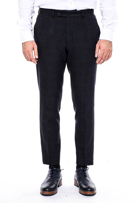 Plaid Slim Fit Anthracite Men Pants