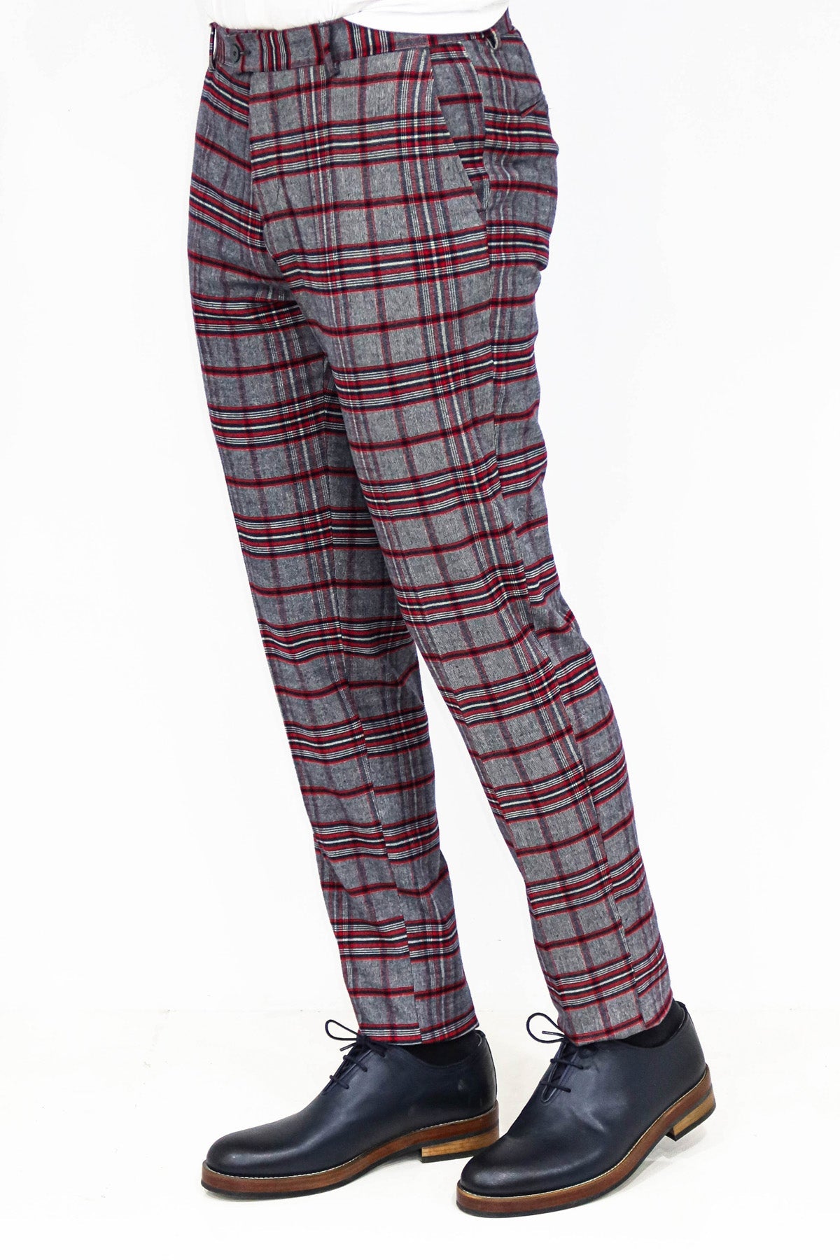 KOALA SYDNEY Plaid Slim Fit Navy Blue Men Pants
