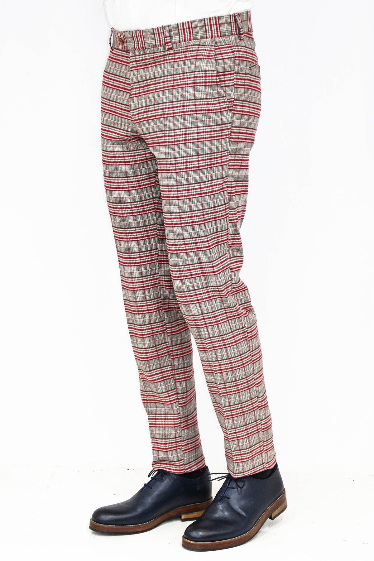 KOALA SYDNEY Slim Fit Plaid Grey Men Pants