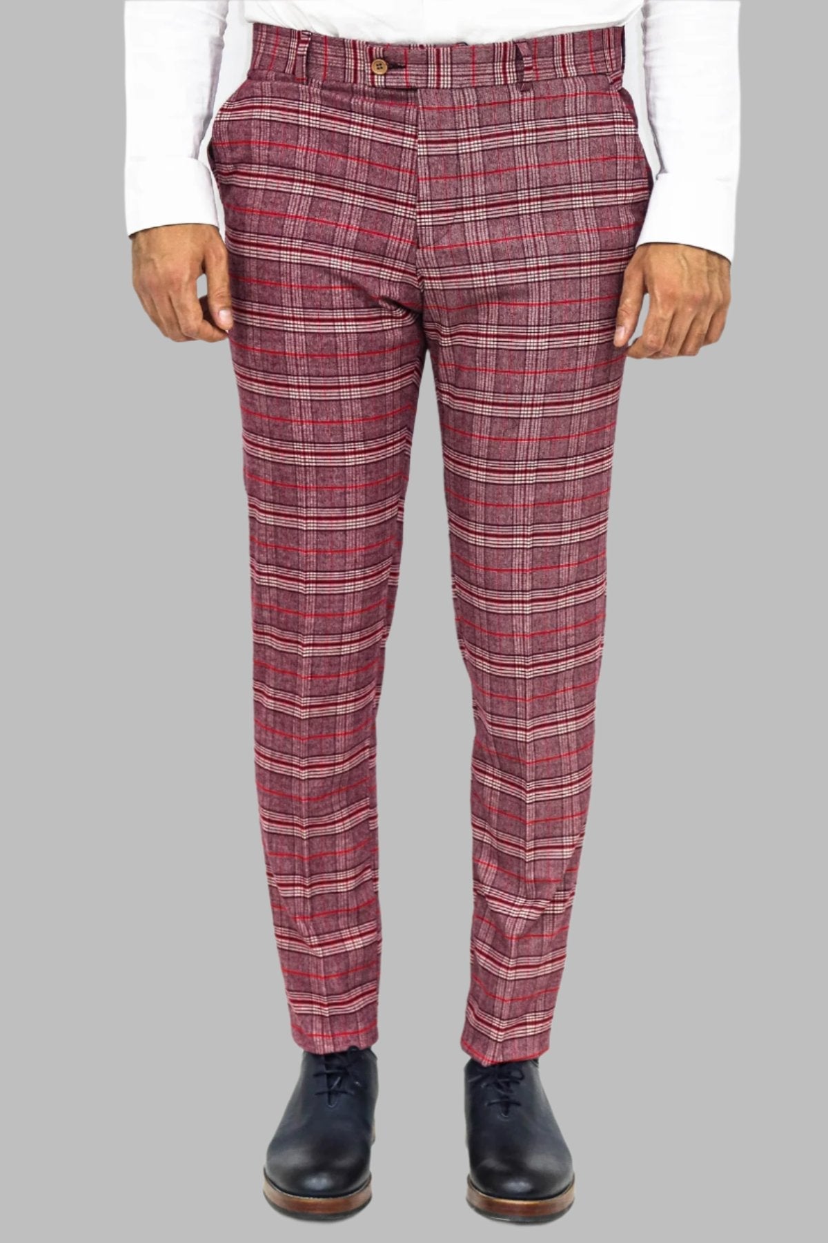 KOALA SYDNEY Plaid Slim Fit Burgundy Men Pants