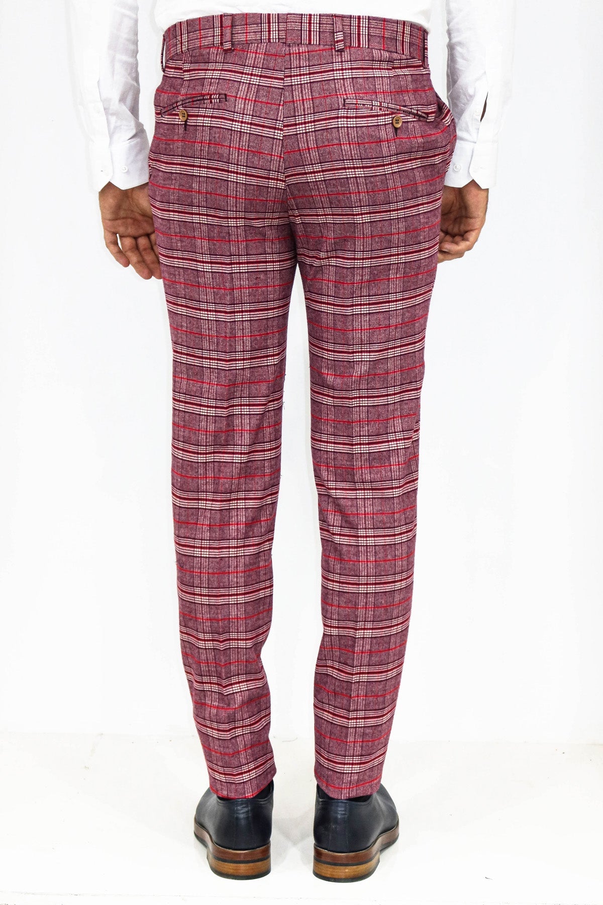 KOALA SYDNEY Plaid Slim Fit Burgundy Men Pants