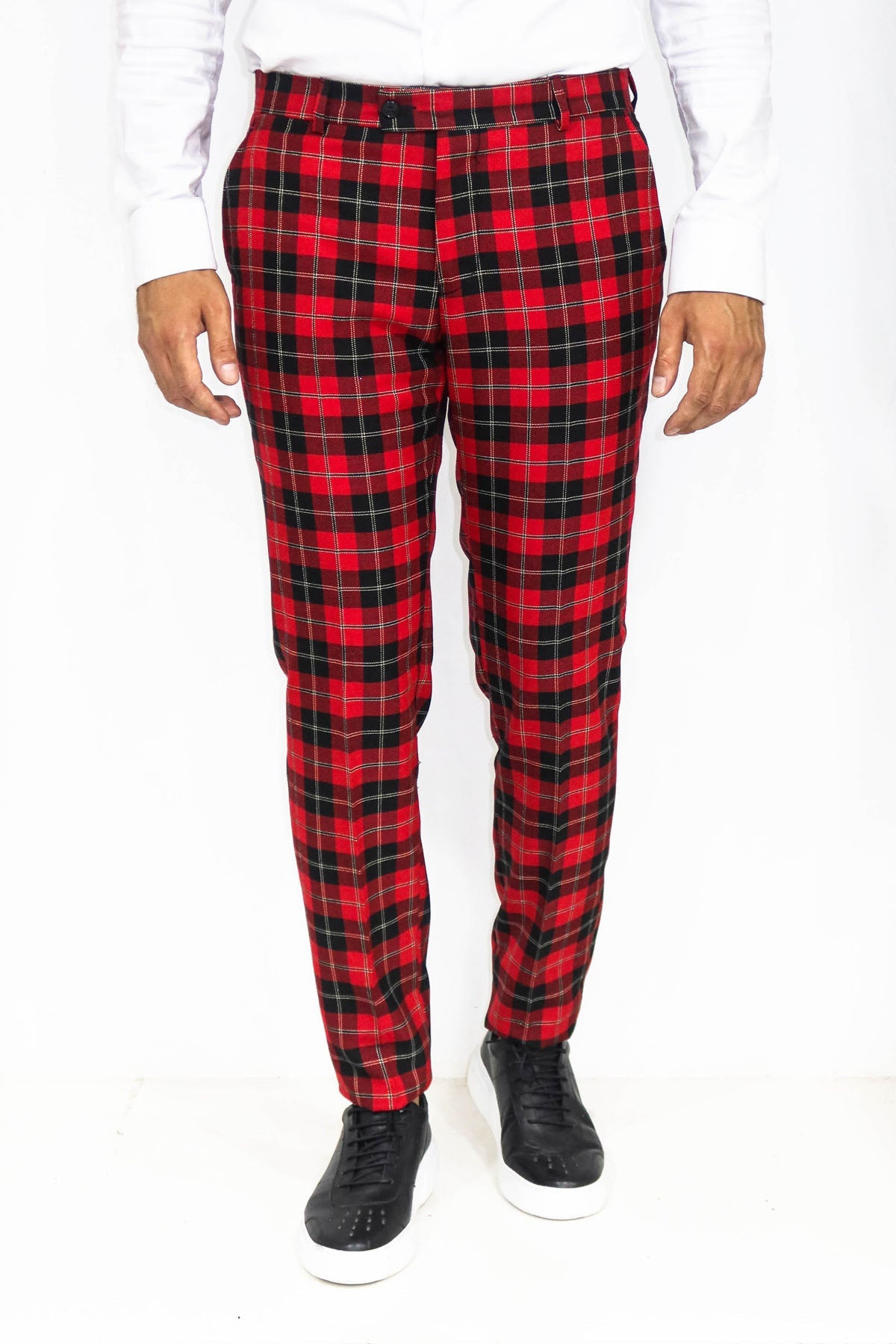 KOALA SYDNEY Slim Fit Checked Burgundy Men Pants