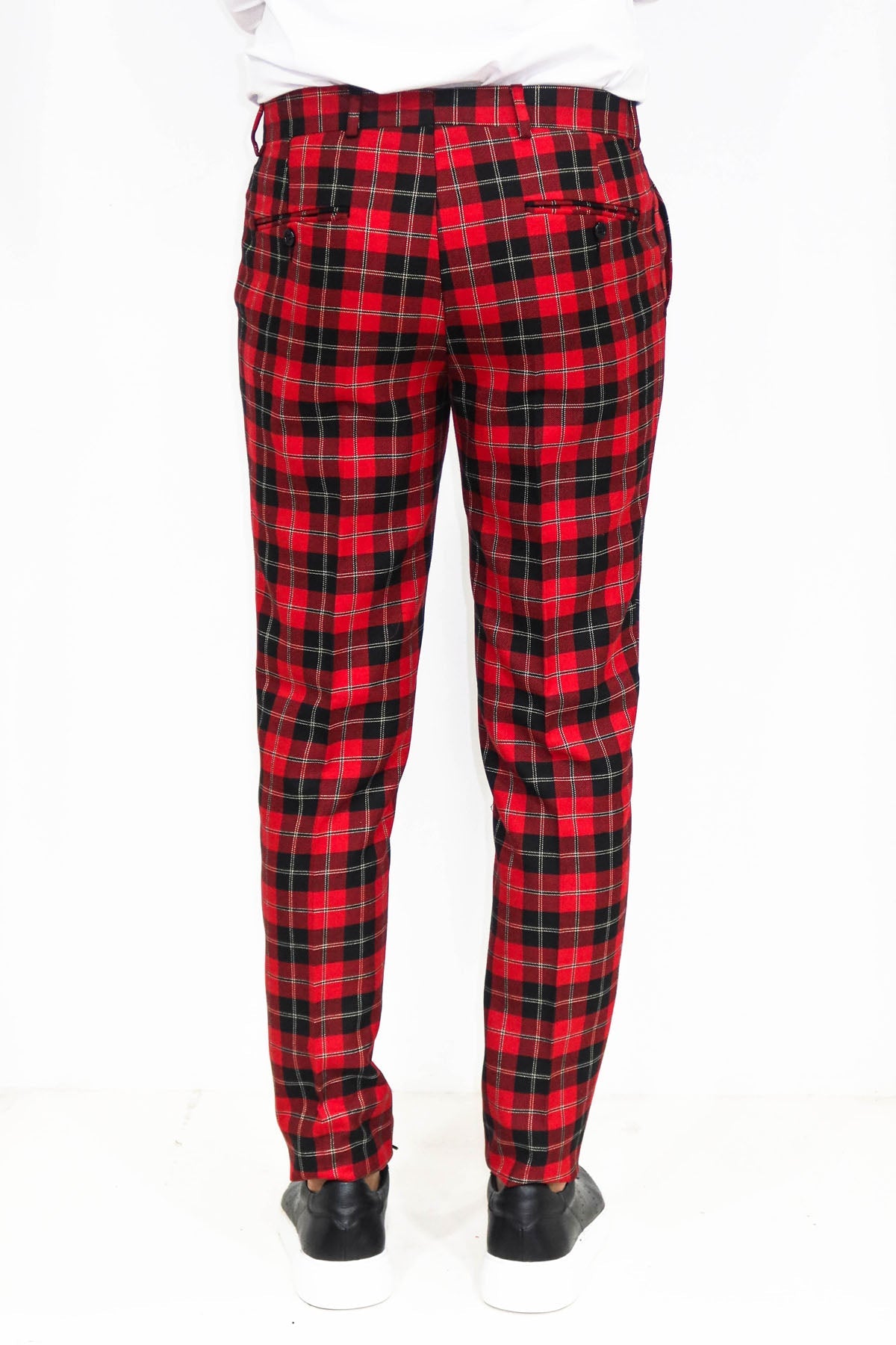 KOALA SYDNEY Slim Fit Checked Burgundy Men Pants