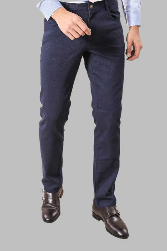 Slim Fit 5 Pockets Navy Blue Men Pants