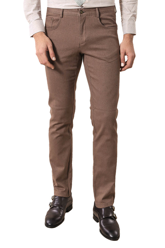 Slim Fit Cotton Light Brown Men Pants