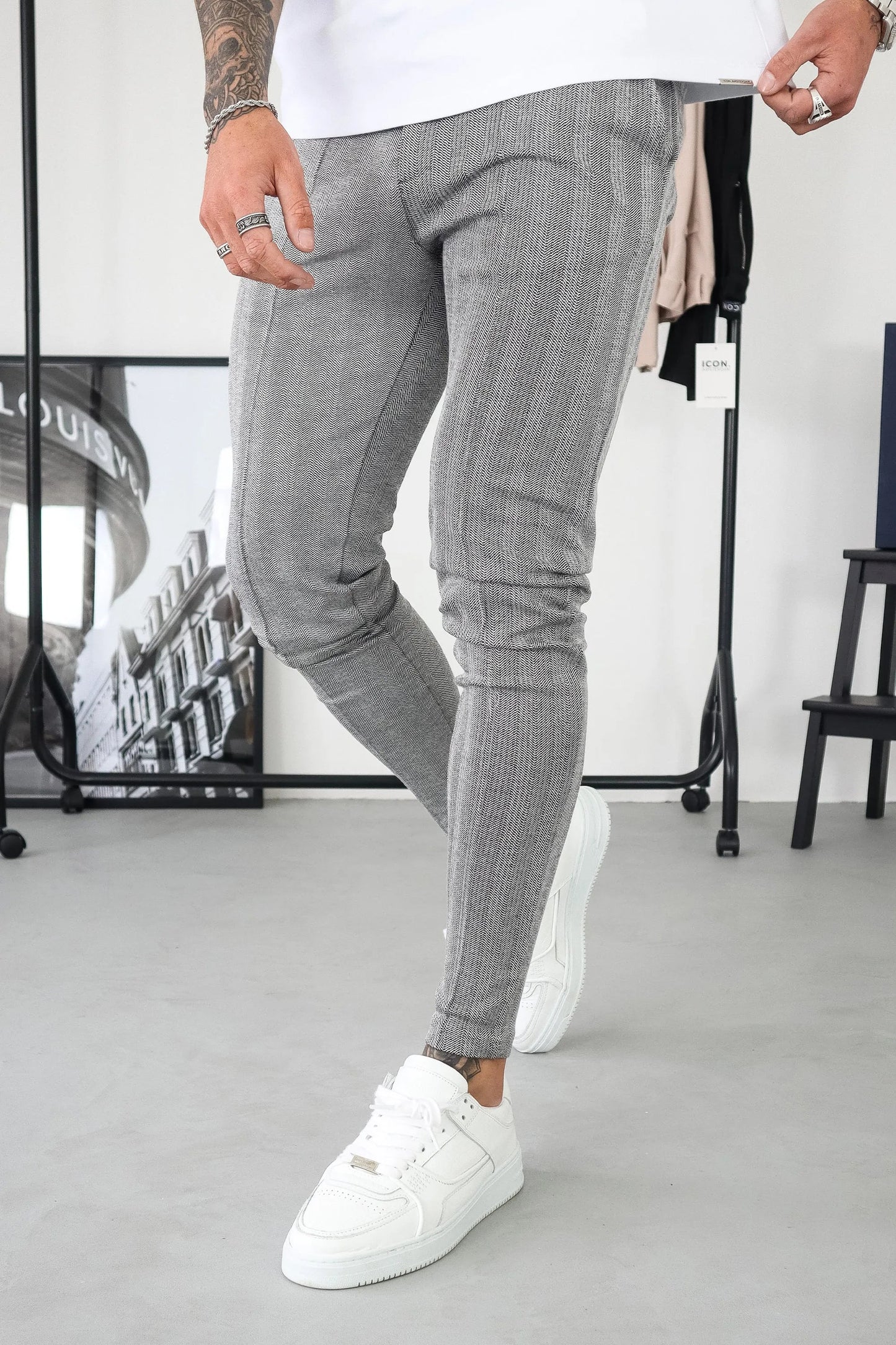 Grey Chevron Trousers