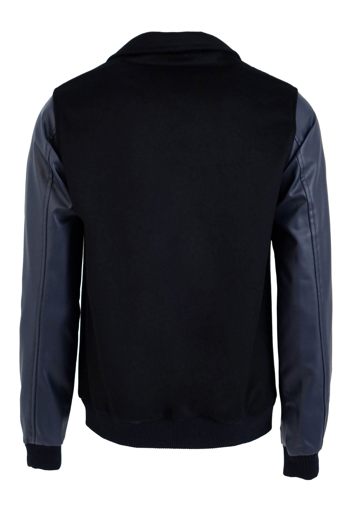 Leather Sleeve Navy Blue Cachet Coat