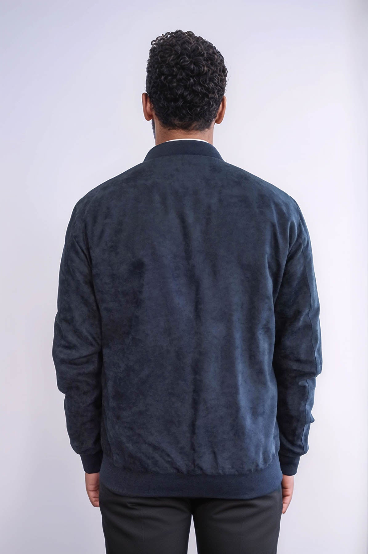 KOALA SYDNEY Flap Pockets Suede Dark Blue Men Bomber Coat