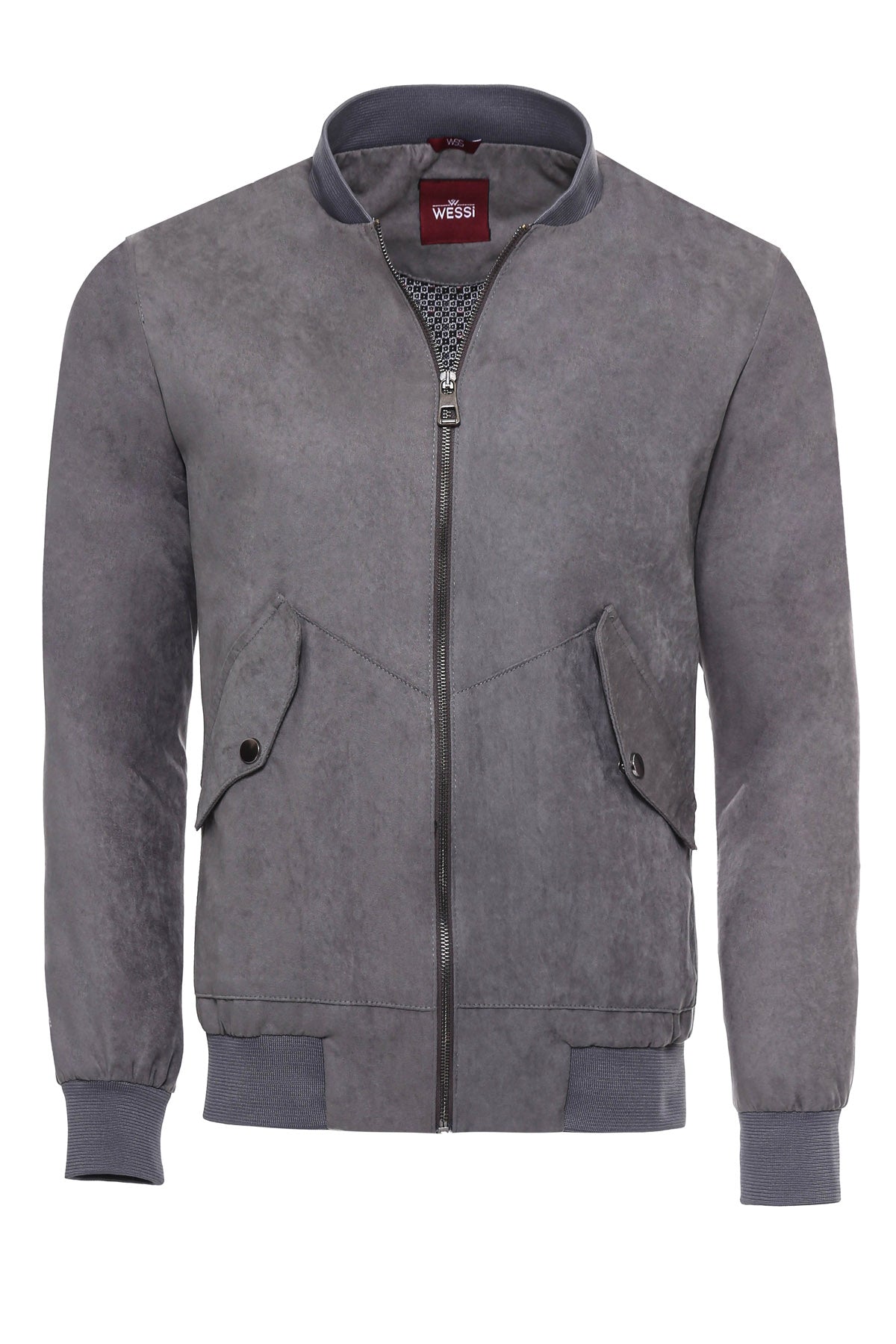 KOALA SYDNEY Grey Patch Pockets Suede Bomber Coat