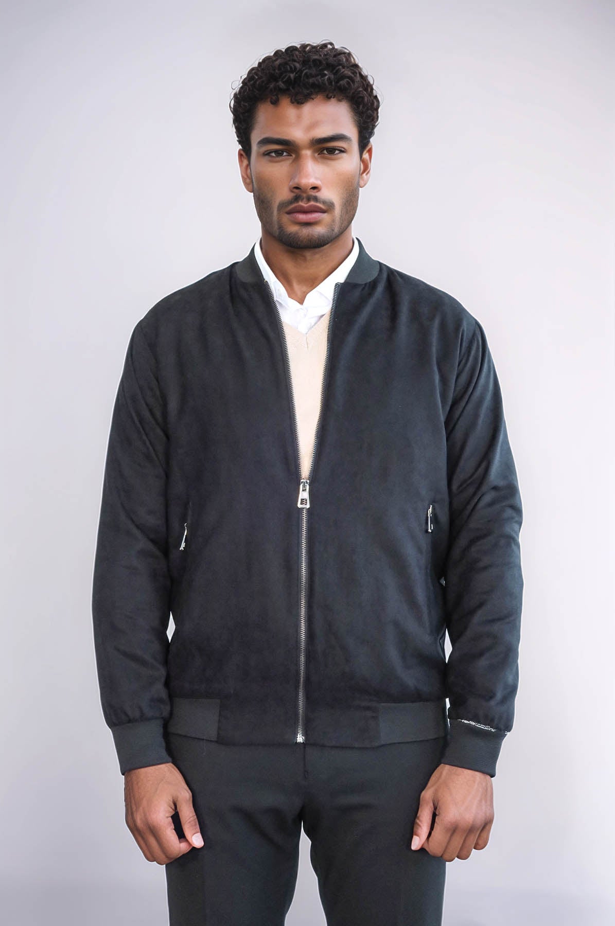 KOALA SYDNEY Plain Zippered Pockets Black Men Bomber Coat