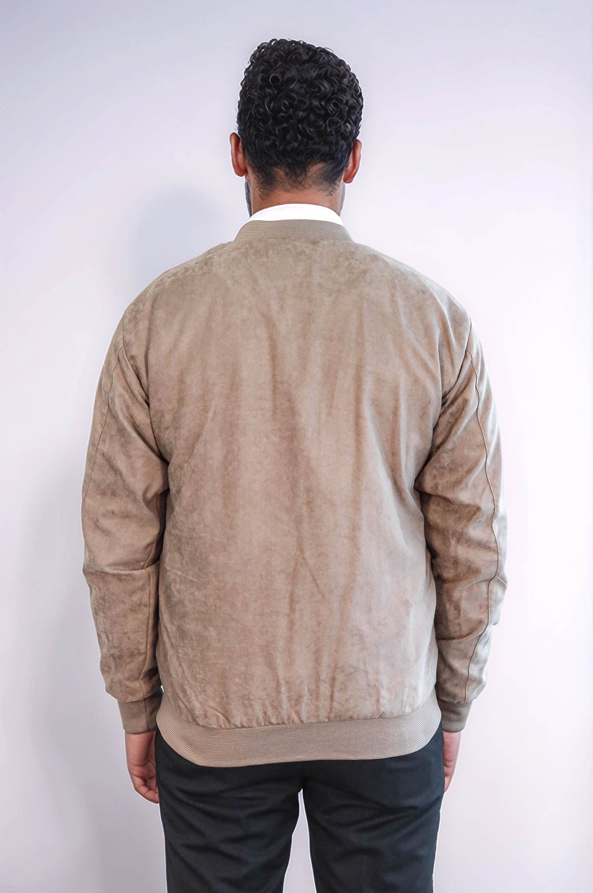 Plain Zippered Pockets Cream Men Bomber Coat - Wessi