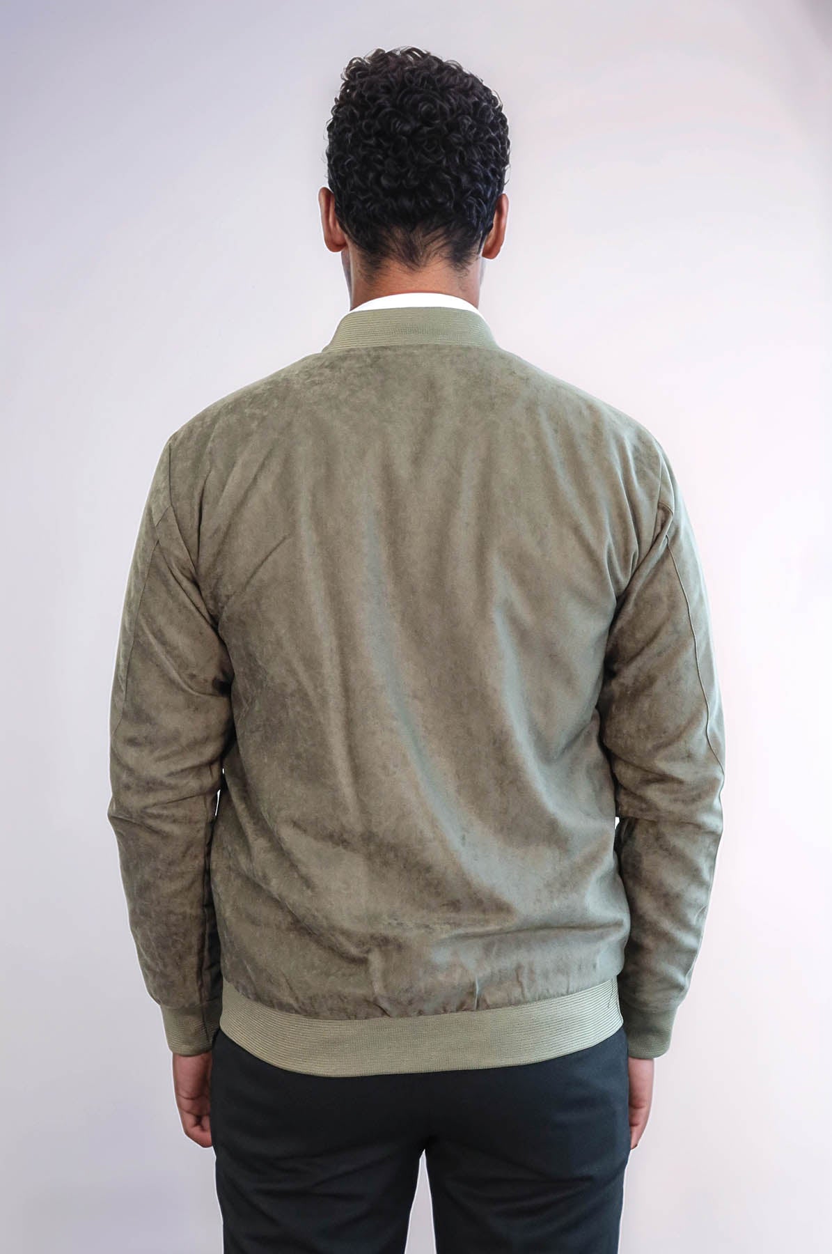Plain Zippered Pockets Light Green Men Bomber Coat - Wessi