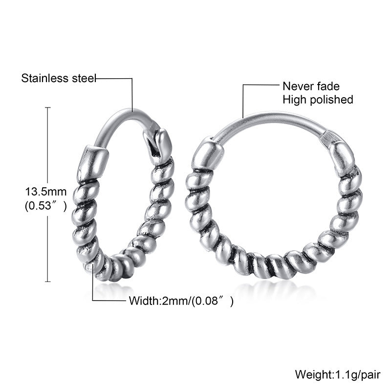 KOALA SYDNEY Men's Retro Titanium Steel Earrings