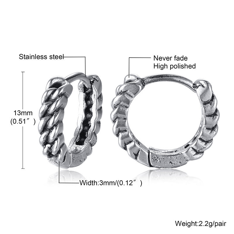 KOALA SYDNEY Men's Retro Titanium Steel Earrings