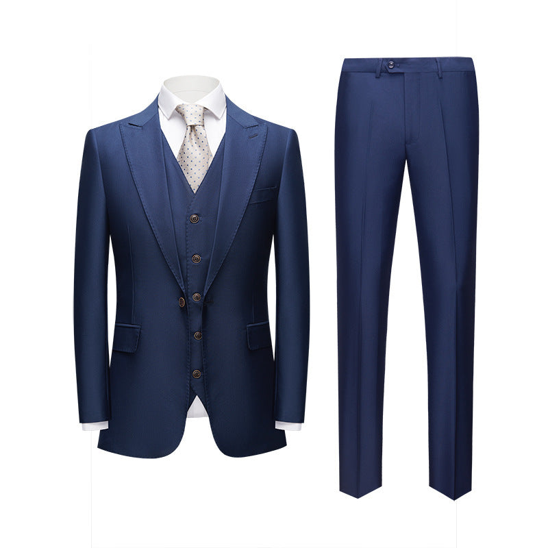 KOALA SYDNEY Men's British Korean Slim Fit Dark Blue Casual 3 Piece Suits