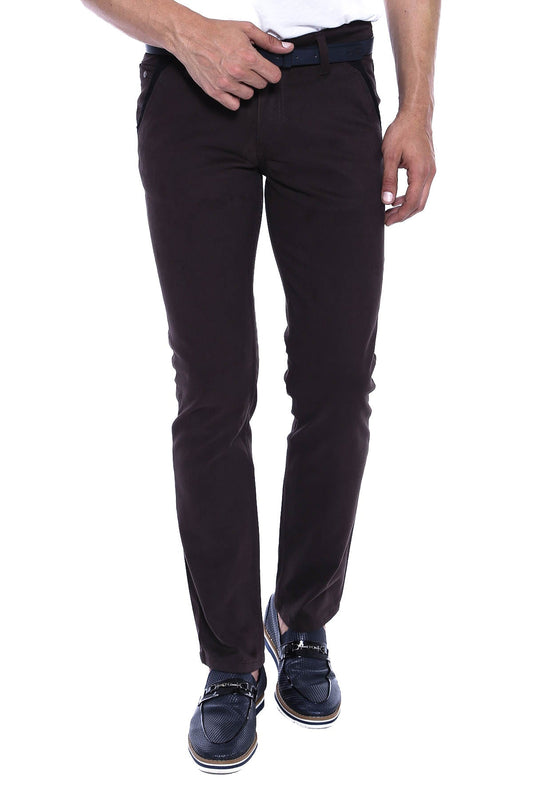Gabardin Dark Brown Men Pants