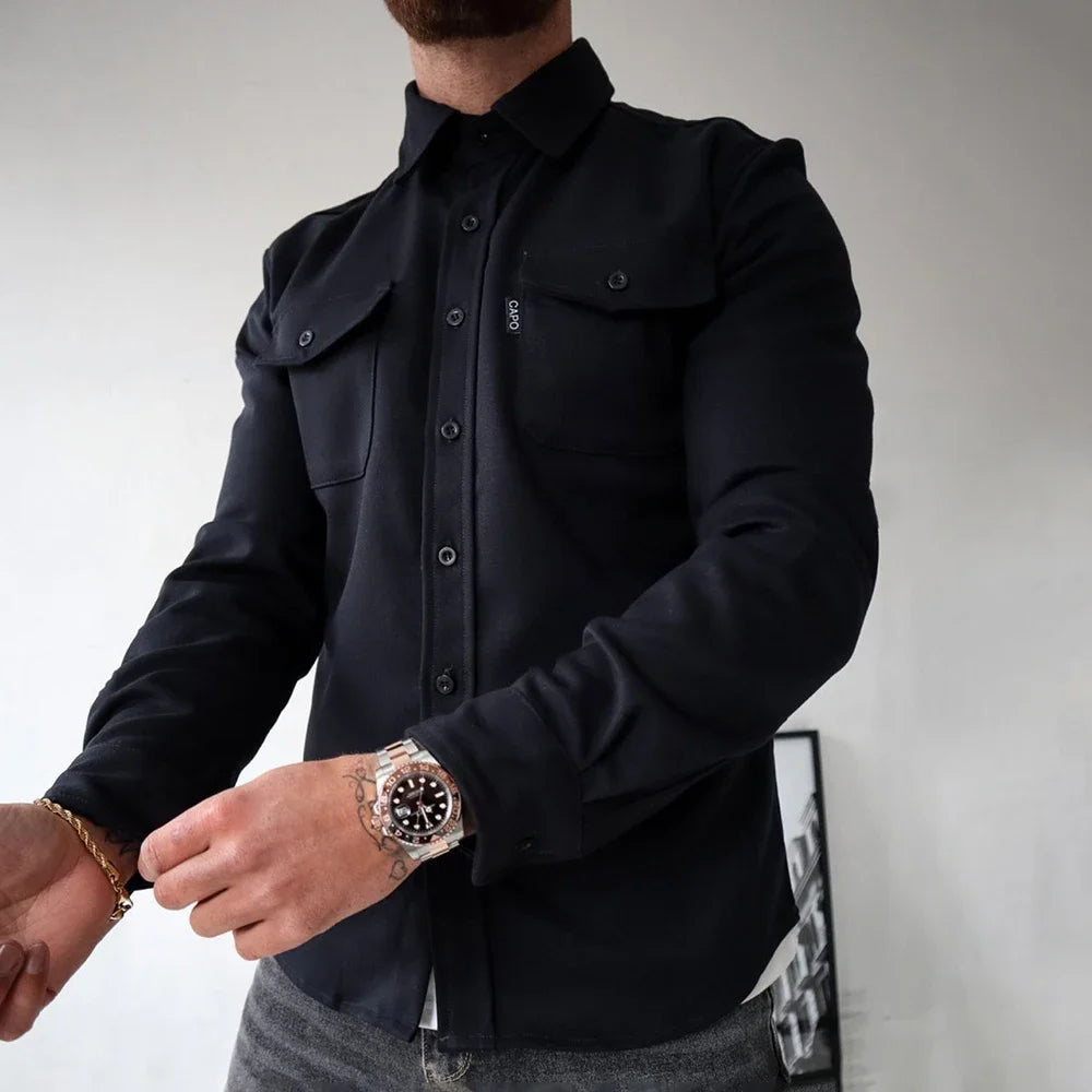KOALA SYDNEY Koala Sydney Casual Long-Sleeved Shirt Jacket Men'S Autumn And Winter New American Street Fashion Solid Color Workwear Men'S Shirt