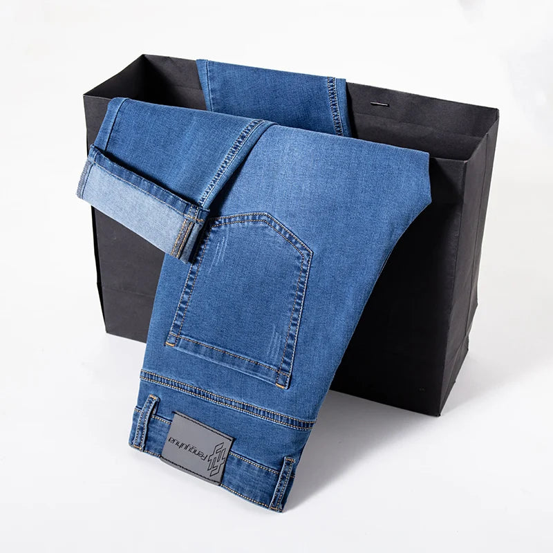 2025 Men’s High Waist Stretch Cotton Jeans