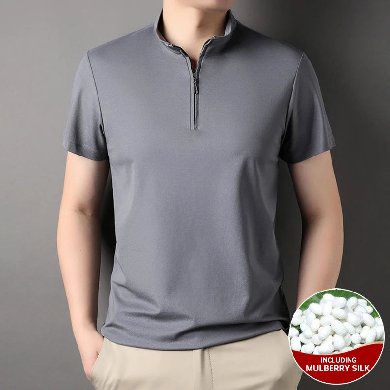 Luxury Mulberry Silk Blend Polo Shirt