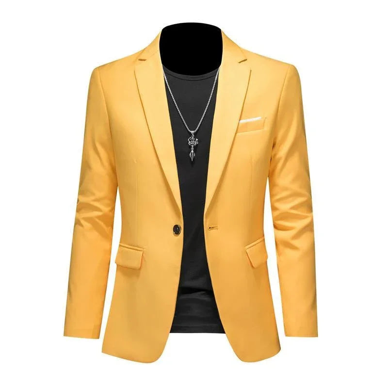 High-End Boutique Men's Blazer Solid Color