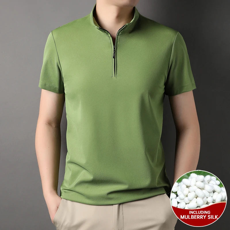 Luxury Mulberry Silk Blend Polo Shirt