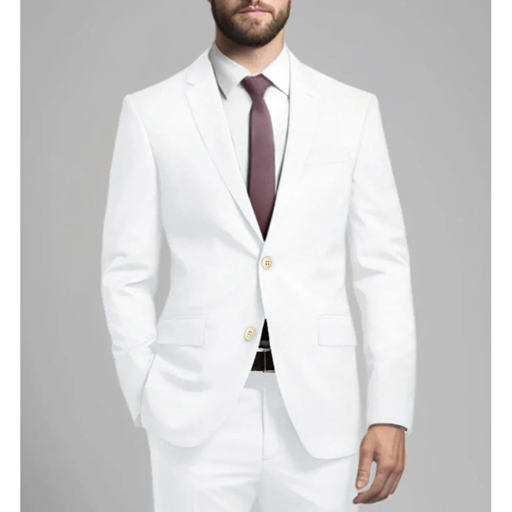 Casual Slim Fit Blazer & Pants Set with Notch Lapel, Single-Breasted Design