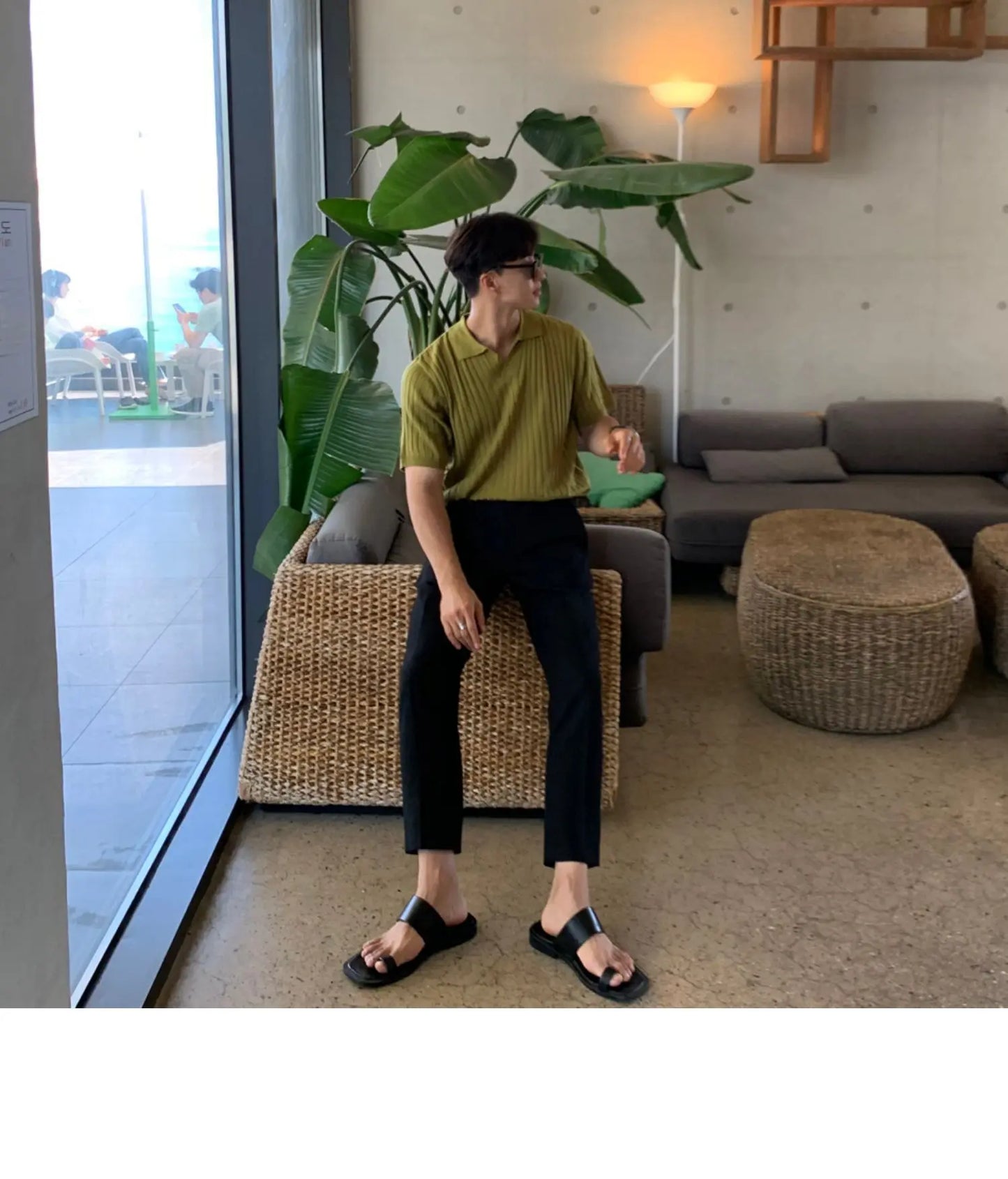 V-Neck Knitted Polo Shirt for Men