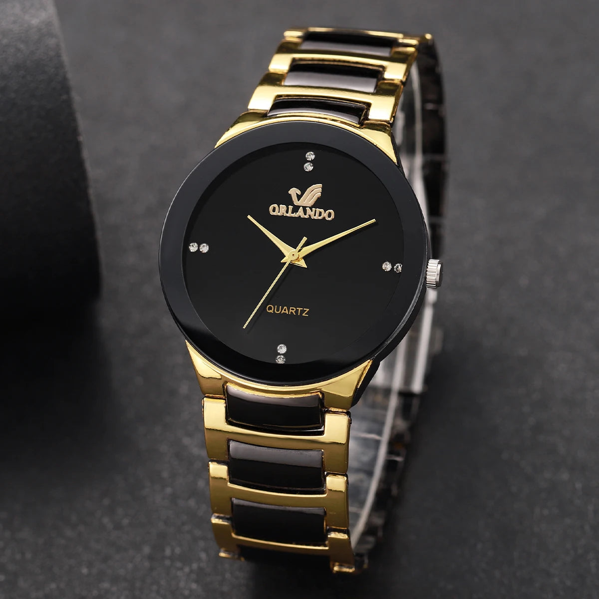 Black Steel Band Analog Quartz Timepiece for Men