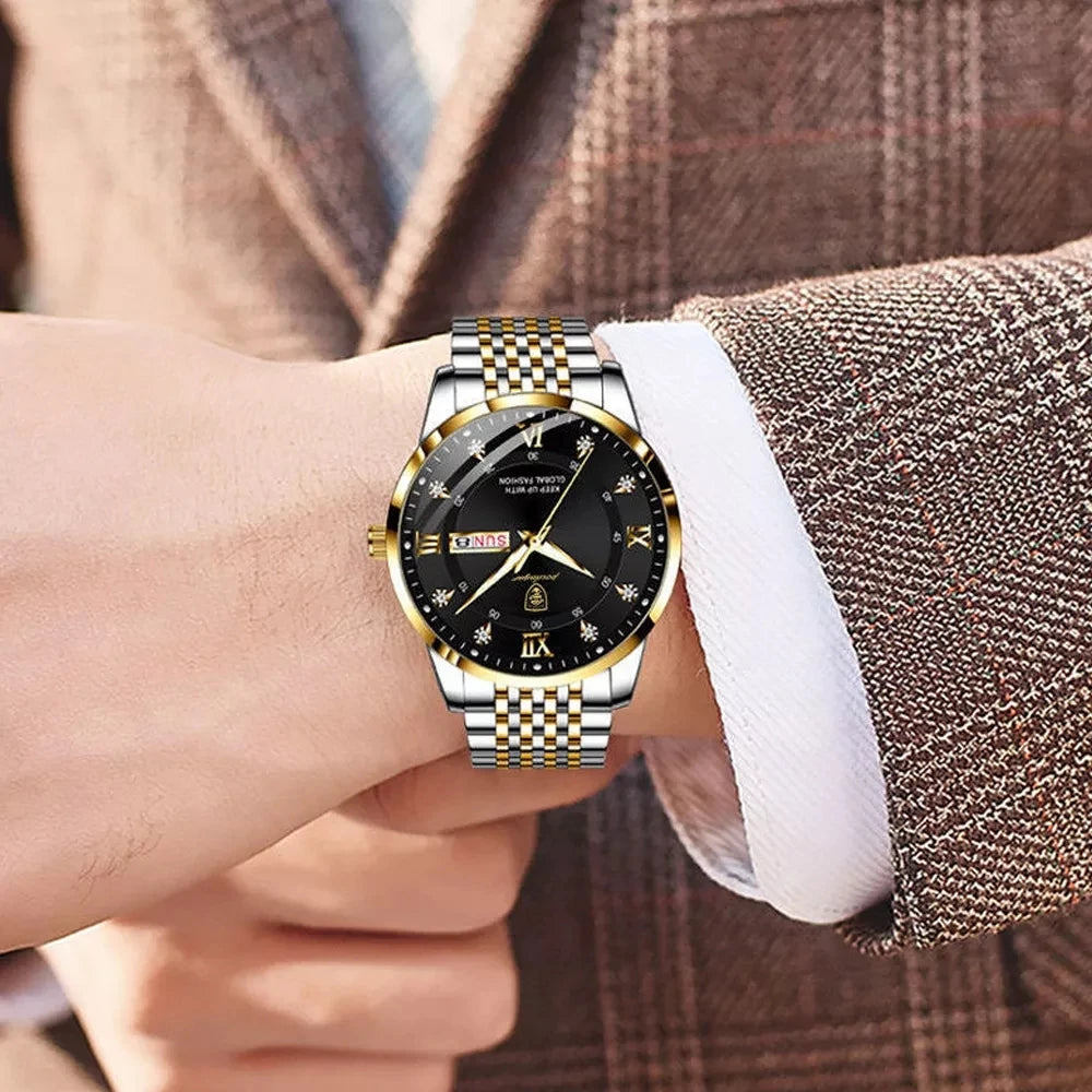 POEDAGAR Men's Luxury Quartz Watch – Stainless Steel