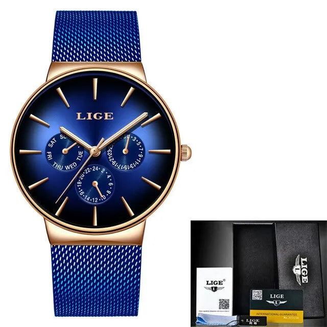 New LIGE Ultra-Thin Men's Watch