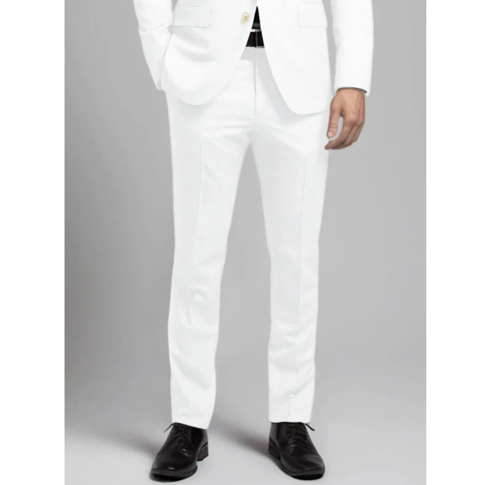 Casual Slim Fit Blazer & Pants Set with Notch Lapel, Single-Breasted Design