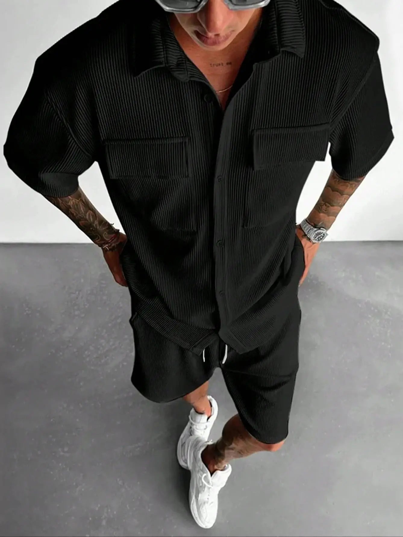 Men’s Summer Short Sleeve Shirt + Shorts Sports Suit