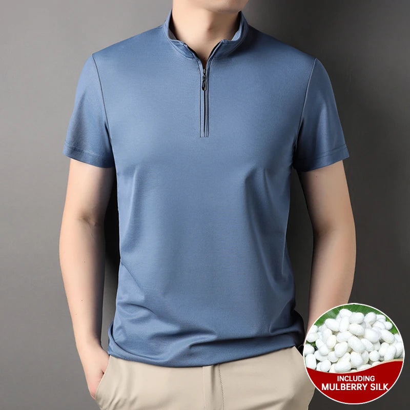 Luxury Mulberry Silk Blend Polo Shirt