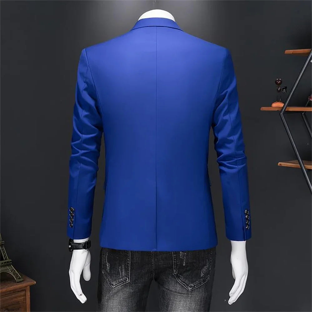 High-End Boutique Men's Blazer Solid Color