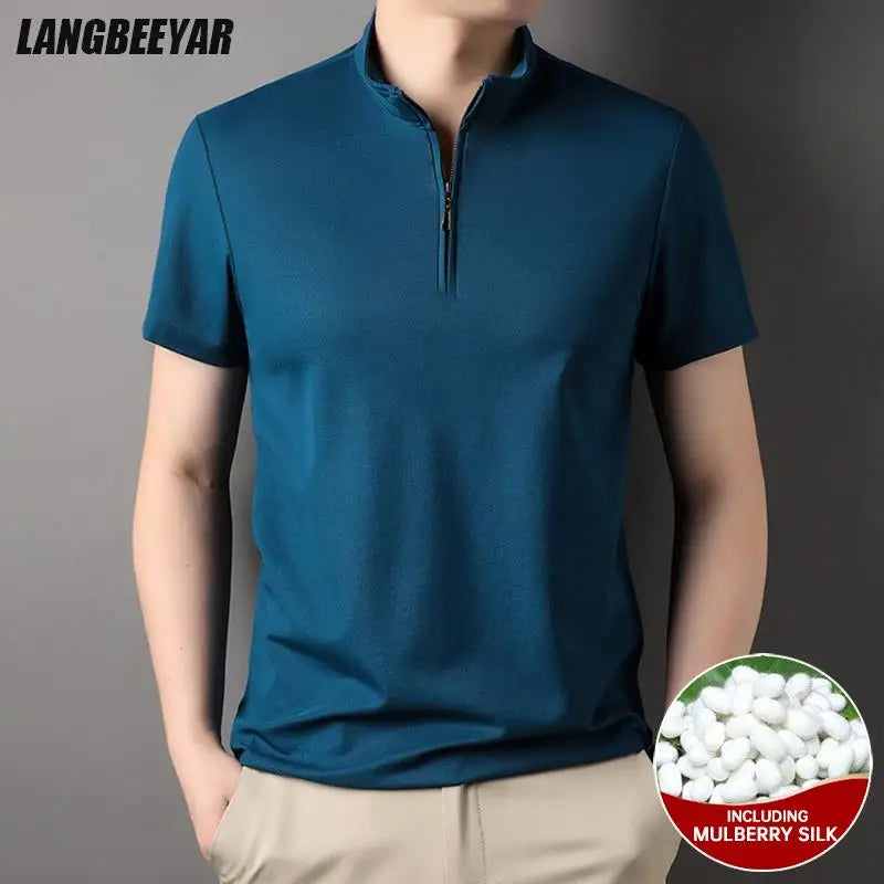 Luxury Mulberry Silk Blend Polo Shirt