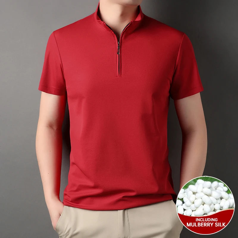 Luxury Mulberry Silk Blend Polo Shirt