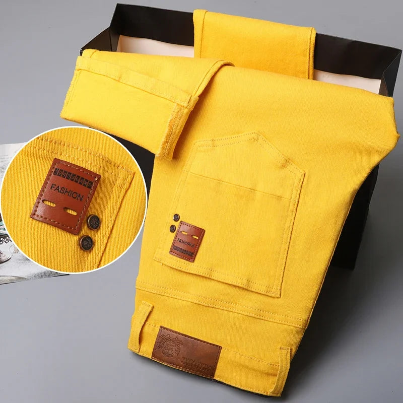 6-Color Men’s Stretch Cotton Straight-Leg Jeans