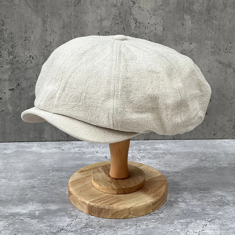 Cotton Linen Newsboy Cap