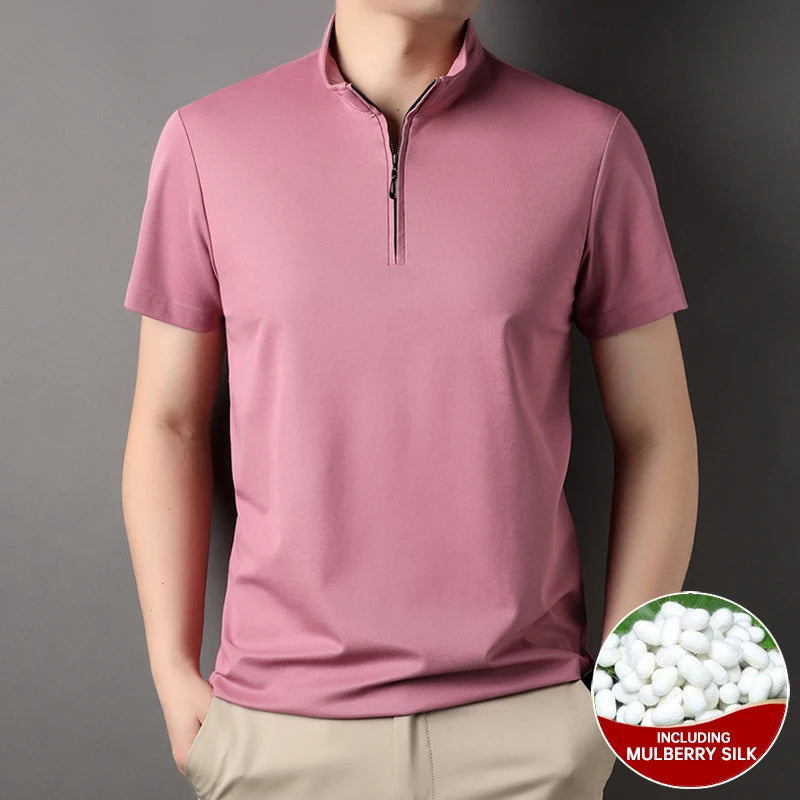 Luxury Mulberry Silk Blend Polo Shirt