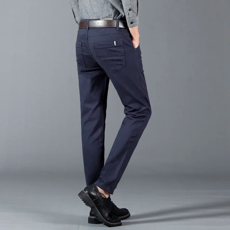 Men’s Classic Solid Color Slim Fit Casual Pants