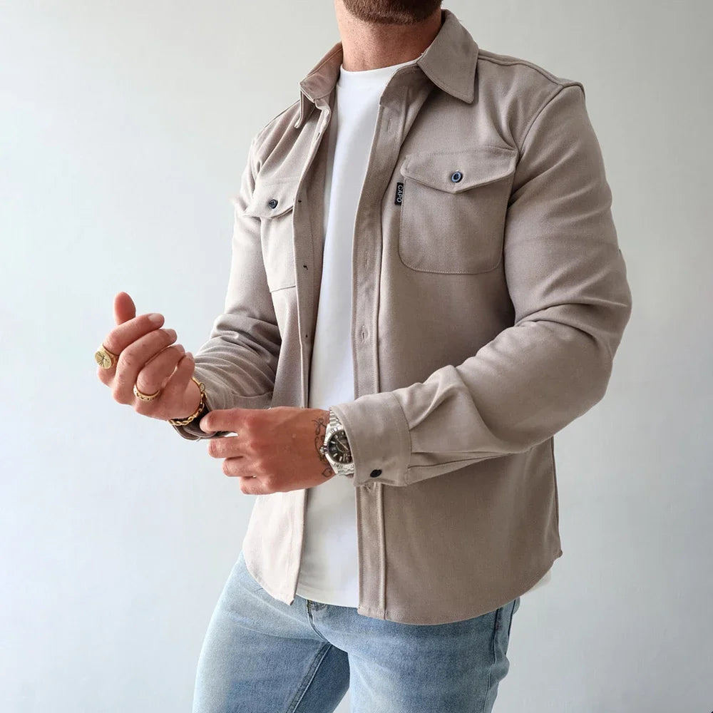 KOALA SYDNEY Koala Sydney Casual Long-Sleeved Shirt Jacket Men'S Autumn And Winter New American Street Fashion Solid Color Workwear Men'S Shirt