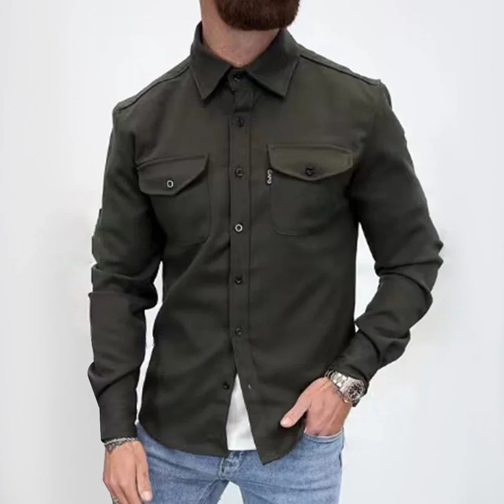 KOALA SYDNEY Koala Sydney Casual Long-Sleeved Shirt Jacket Men'S Autumn And Winter New American Street Fashion Solid Color Workwear Men'S Shirt