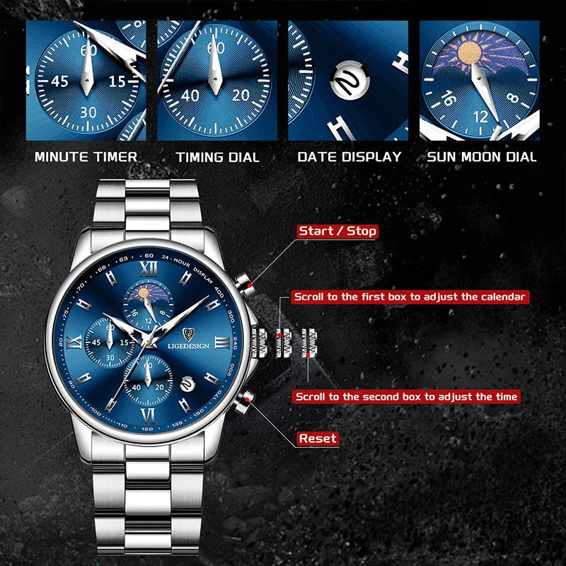 LIGE Men’s Luxury Fashion Watch